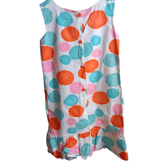 Girs 12 Vintage Dress Polka Dot Sleeveless Cotton 1950's Ruffle Hem Union Made - Picture 1 of 7